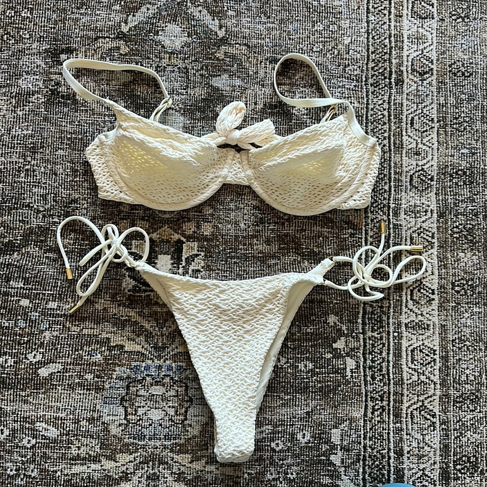 Ivory crochet Monday swimwear set
